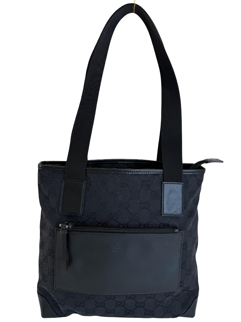 Gucci Vintage Black GG Canvas Shoulder Bag