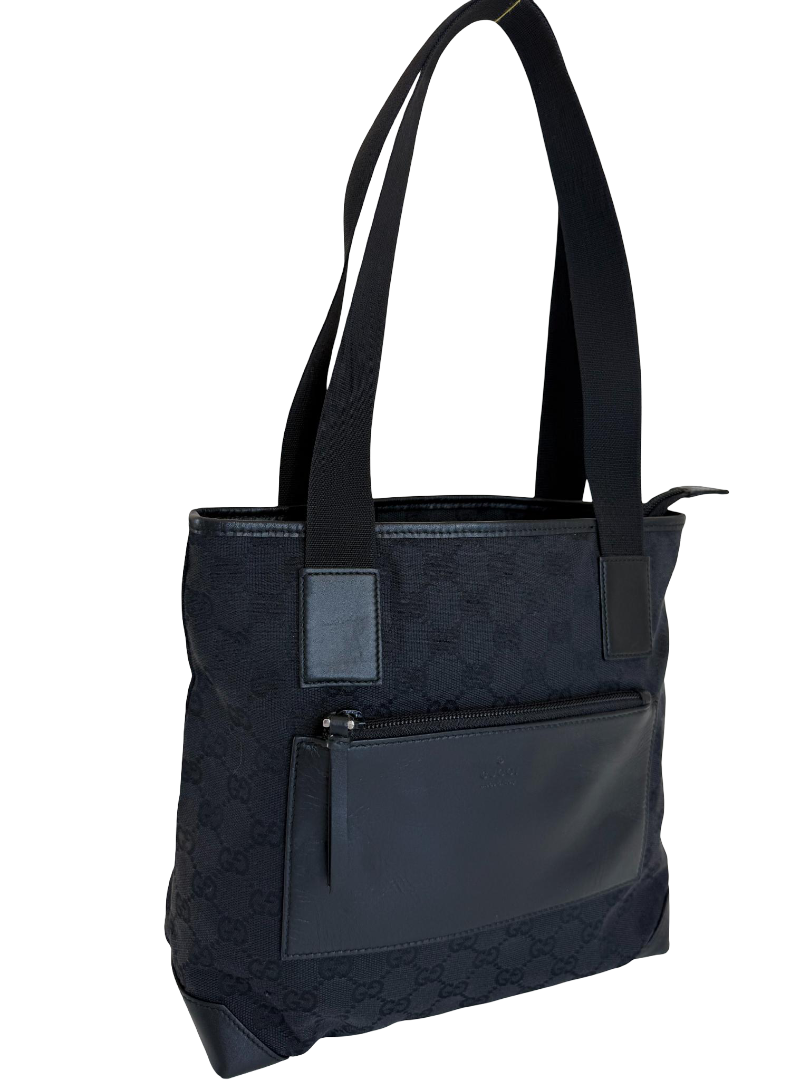 Gucci Vintage Black GG Canvas Shoulder Bag