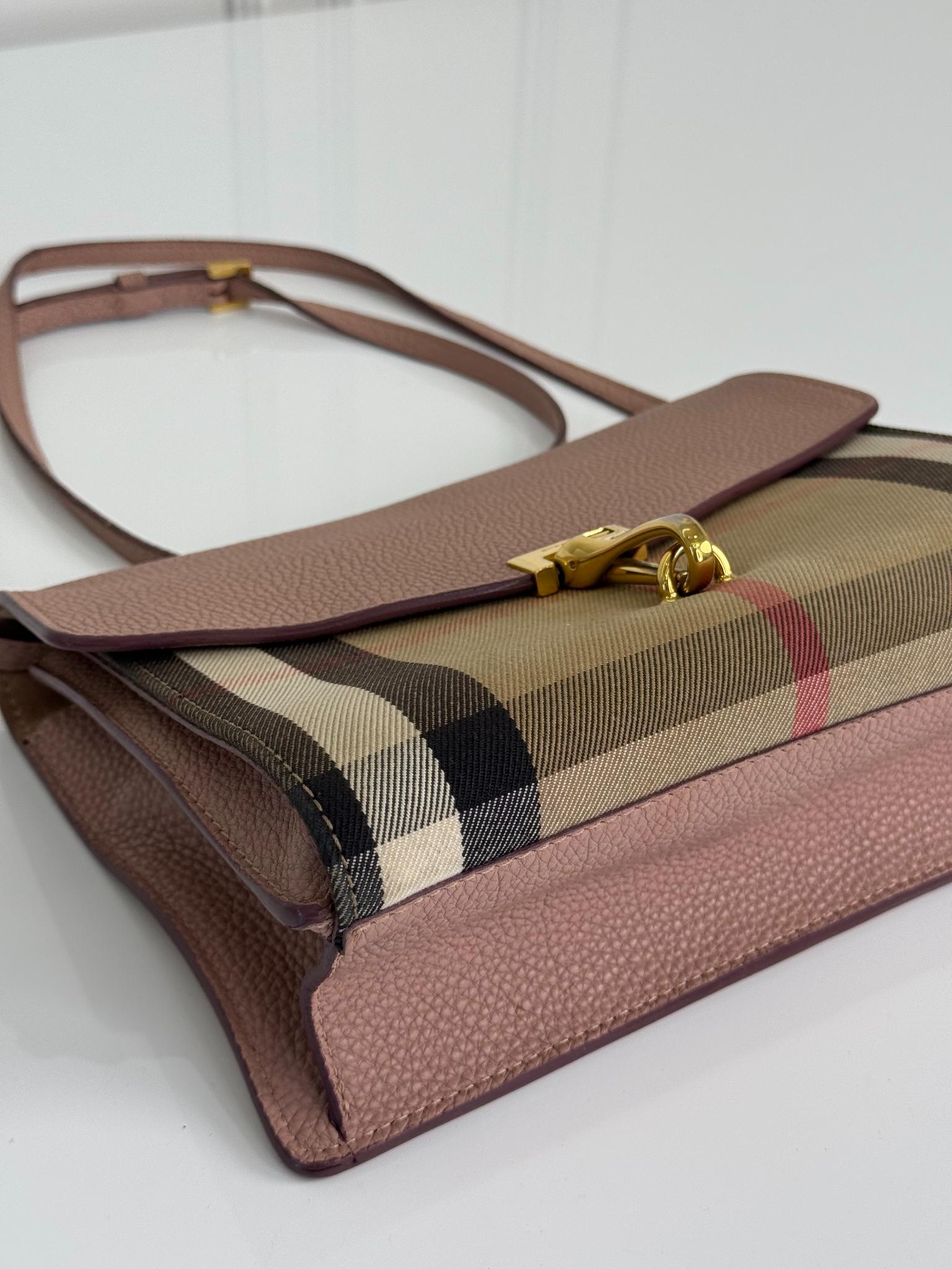 Burberry Derby Calfskin House Check Macken Crossbody Bag