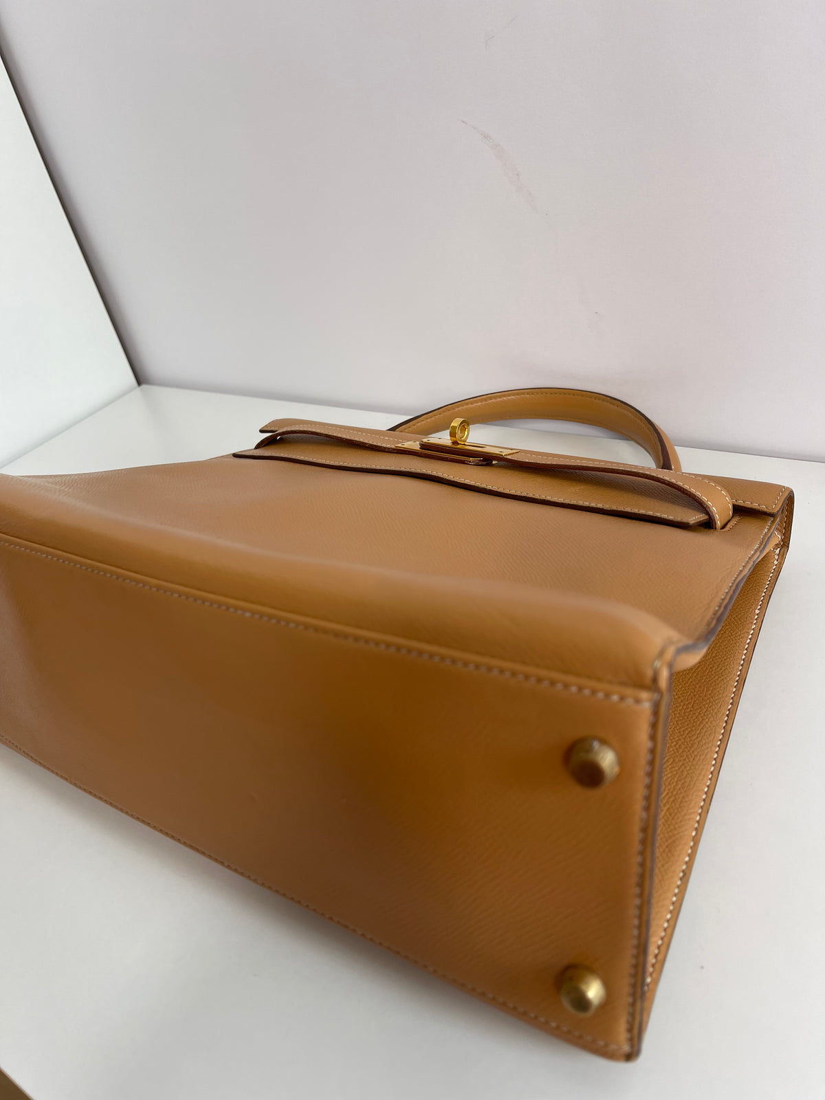 Hermès Vintage Kelly 32 Epsom Gold Leather GH