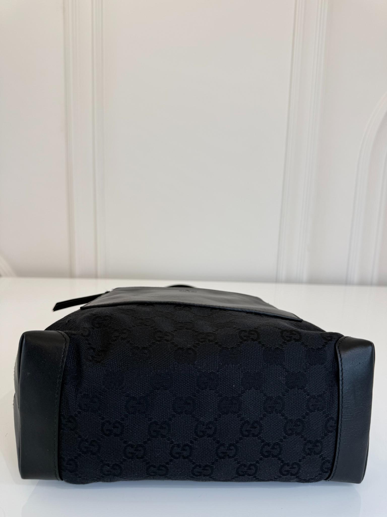 Gucci Vintage Black GG Canvas Shoulder Bag