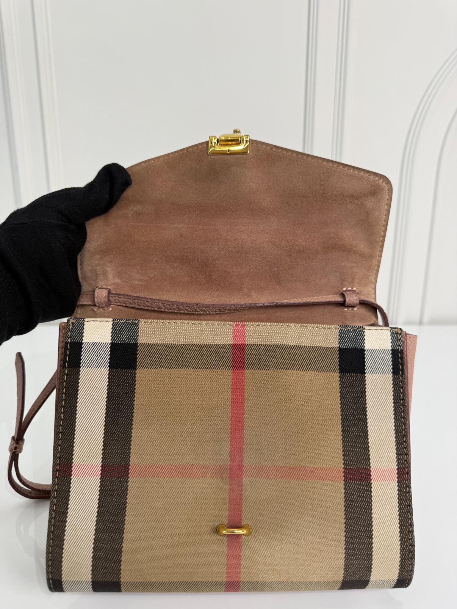 Burberry Derby Calfskin House Check Macken Crossbody Bag