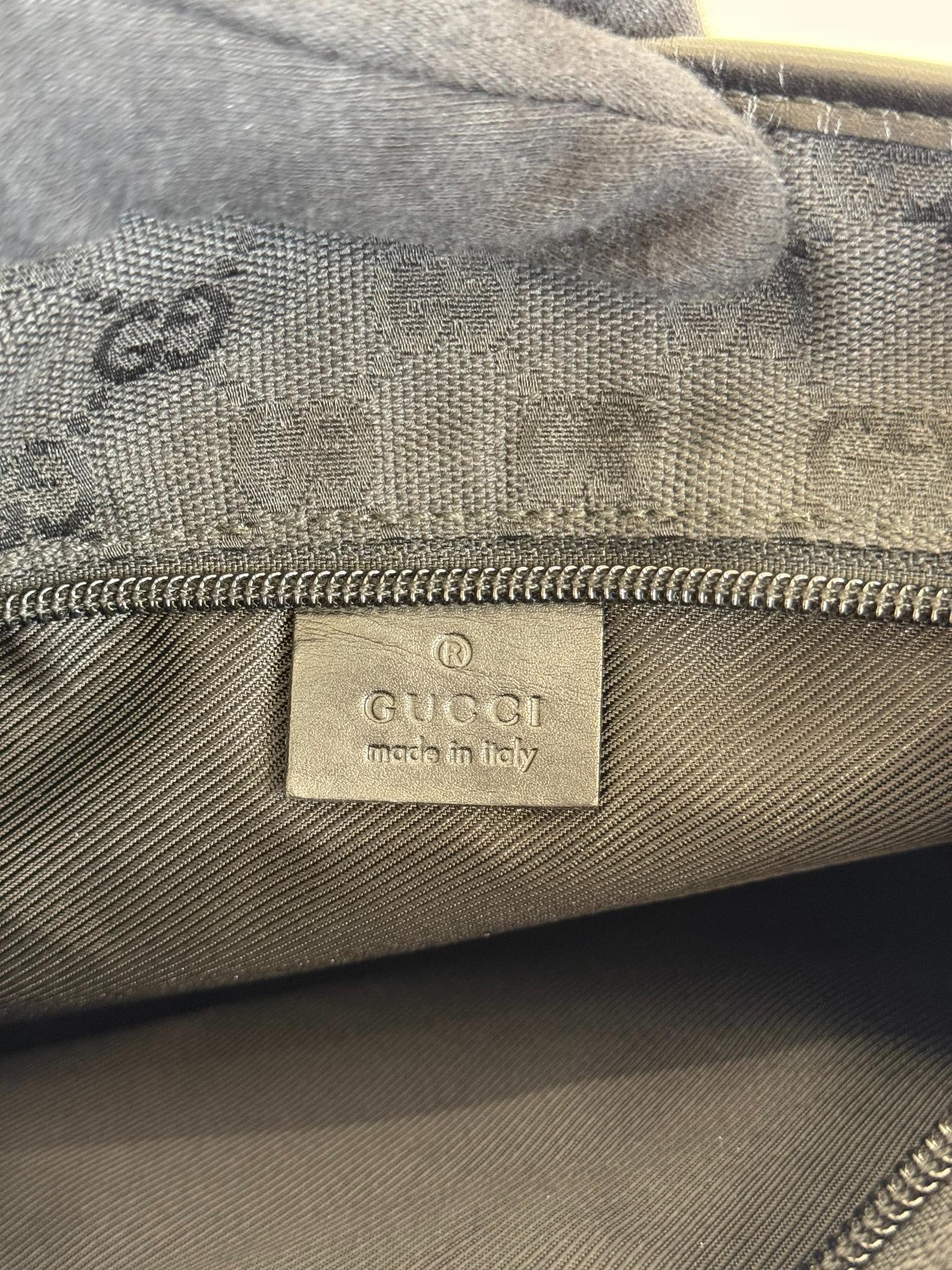 Gucci Vintage Black GG Canvas Shoulder Bag