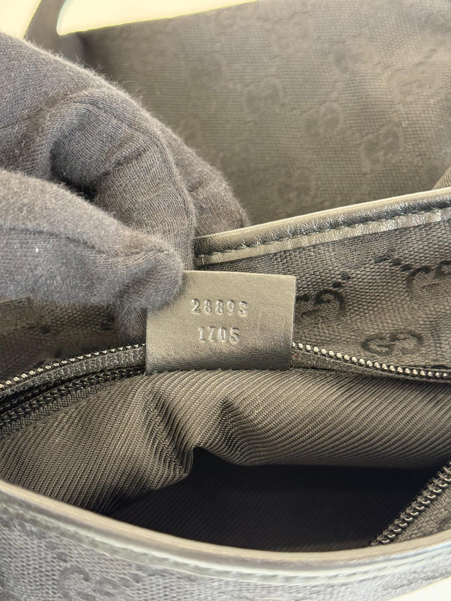 Gucci Vintage Black GG Canvas Shoulder Bag