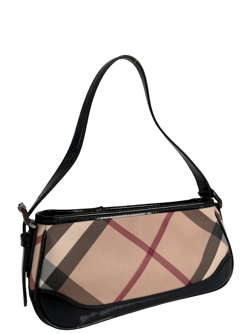 Burberry Nova Check Black Patent Leather Pochette (1)