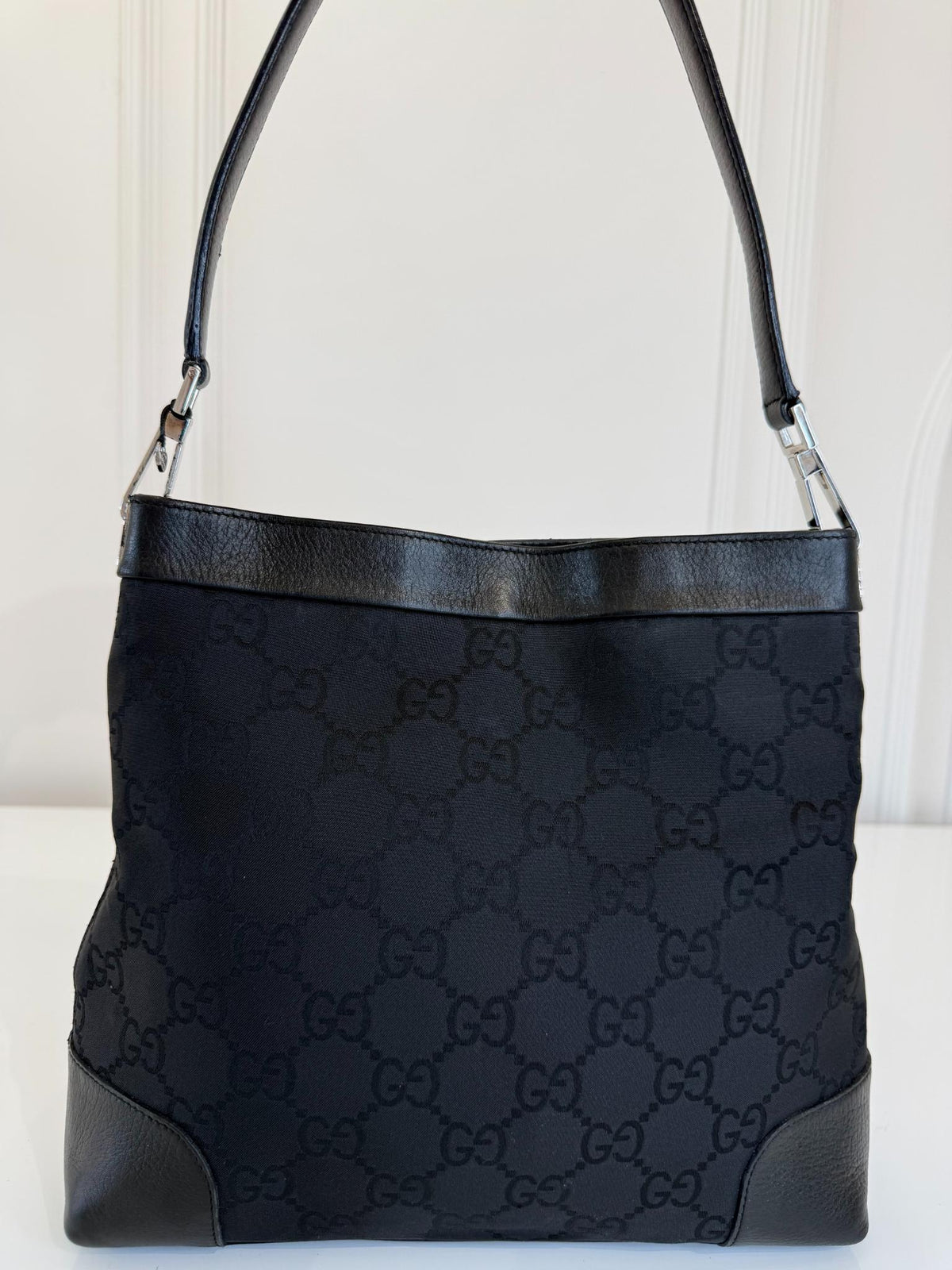 Gucci Black GG Canvas Shoulder Bag