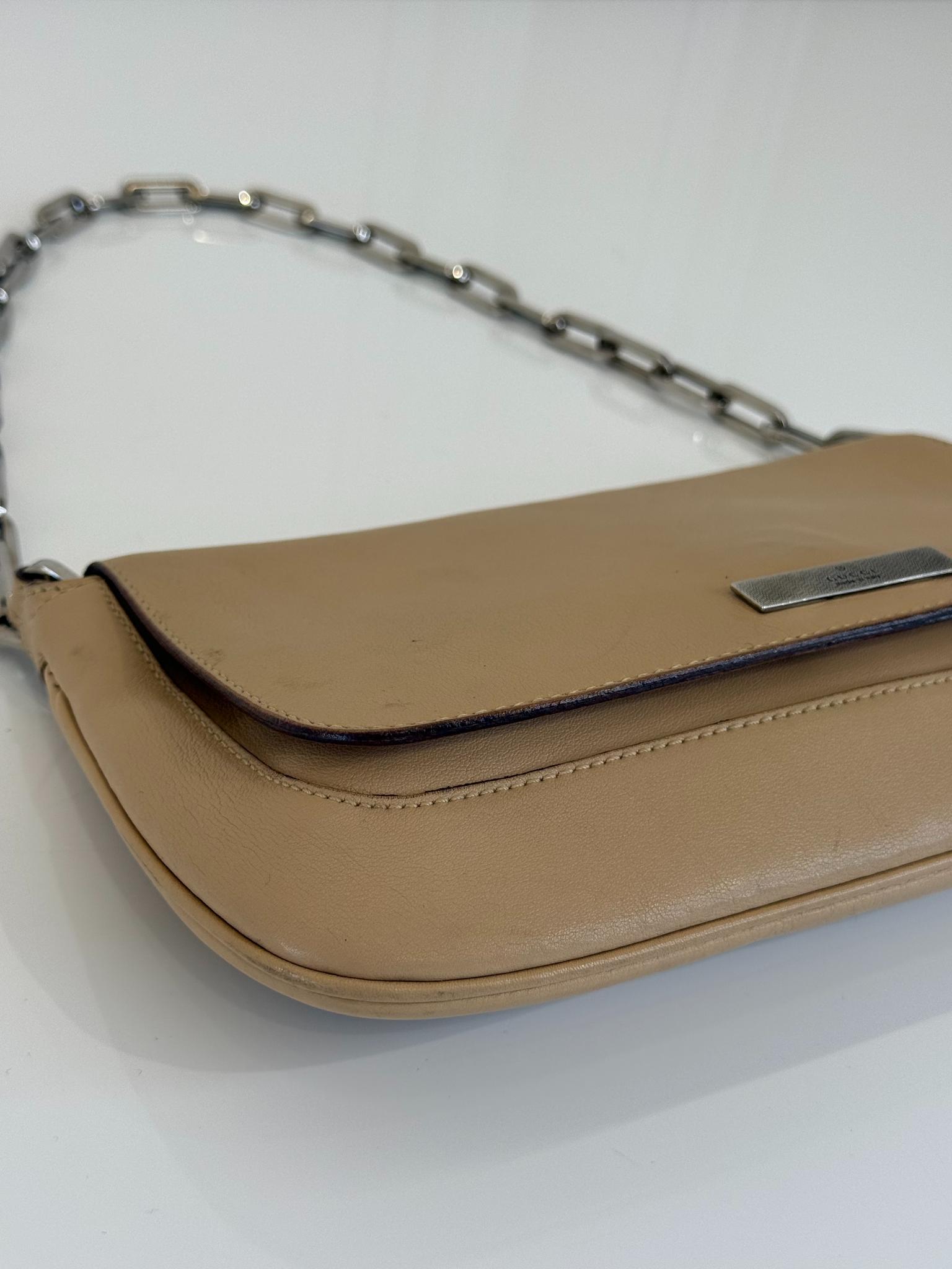 Gucci x Tom Ford Beige Leather Chain Shoulder Bag