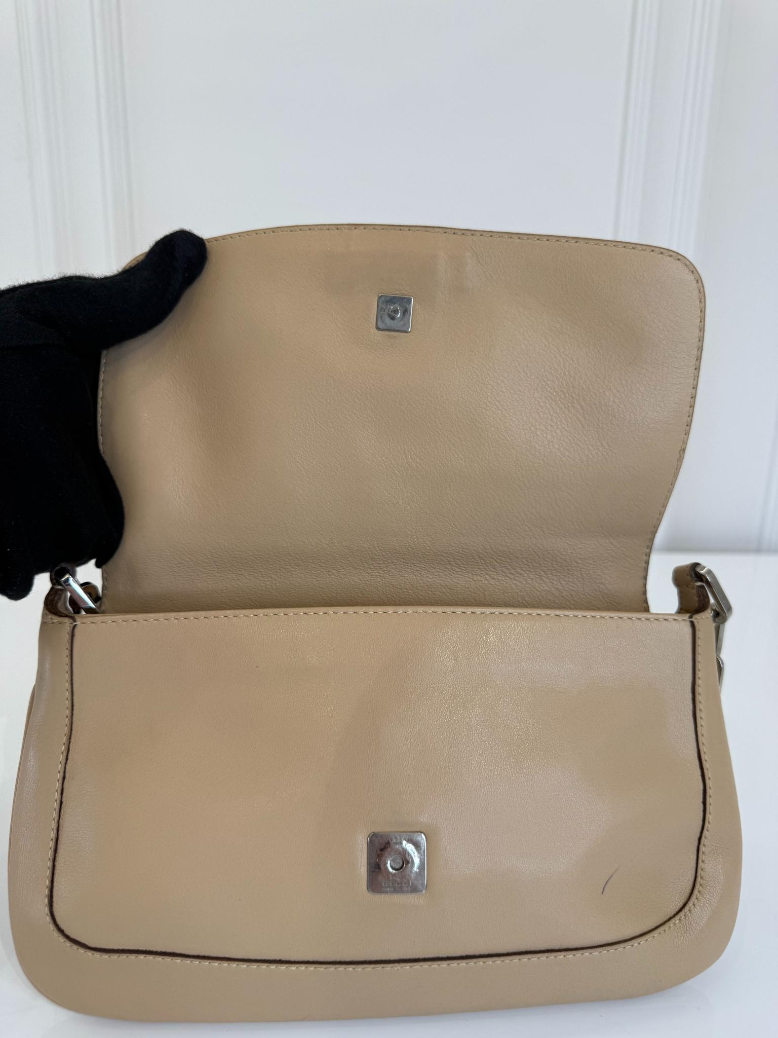 Gucci x Tom Ford Beige Leather Chain Shoulder Bag