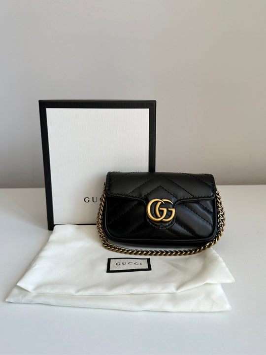 Gucci GG Marmont 2.0 Black Leather Coin Case