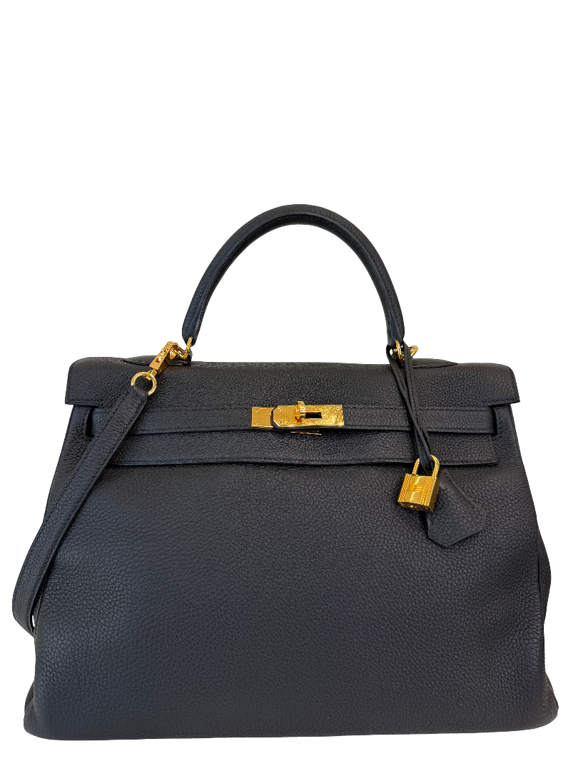 Hermès Kelly 35 Black Togo Retourne GHW