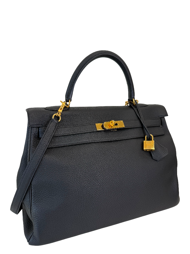Hermès Kelly 35 Black Togo Retourne GHW