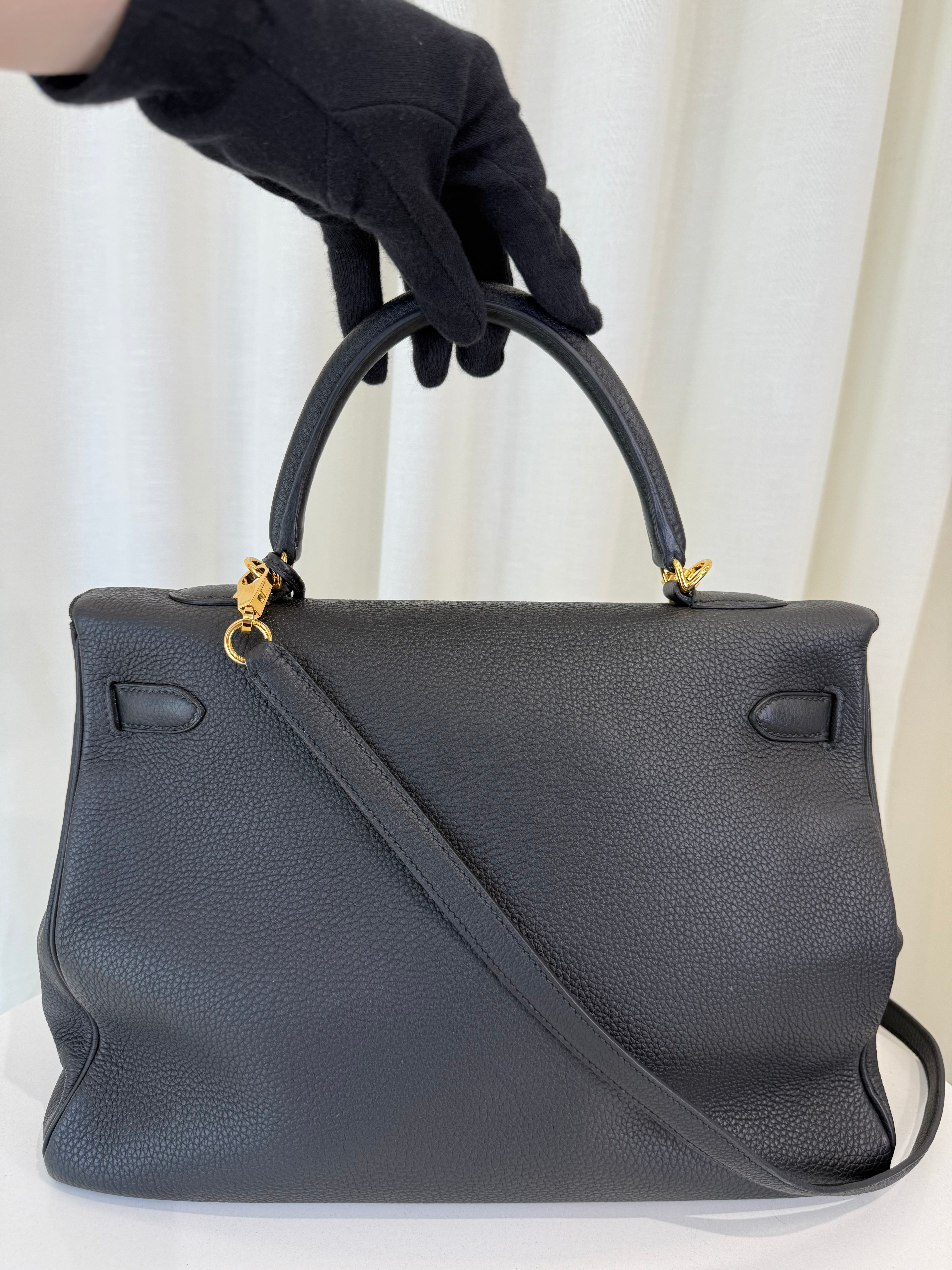 Hermès Kelly 35 Black Togo Retourne GHW