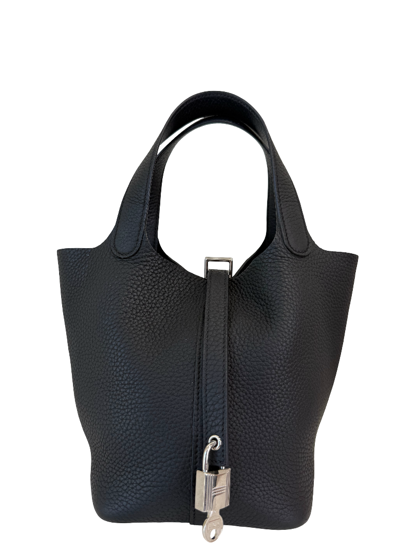 Hermès Picotin Lock 18 Black Clemence Leather PHW