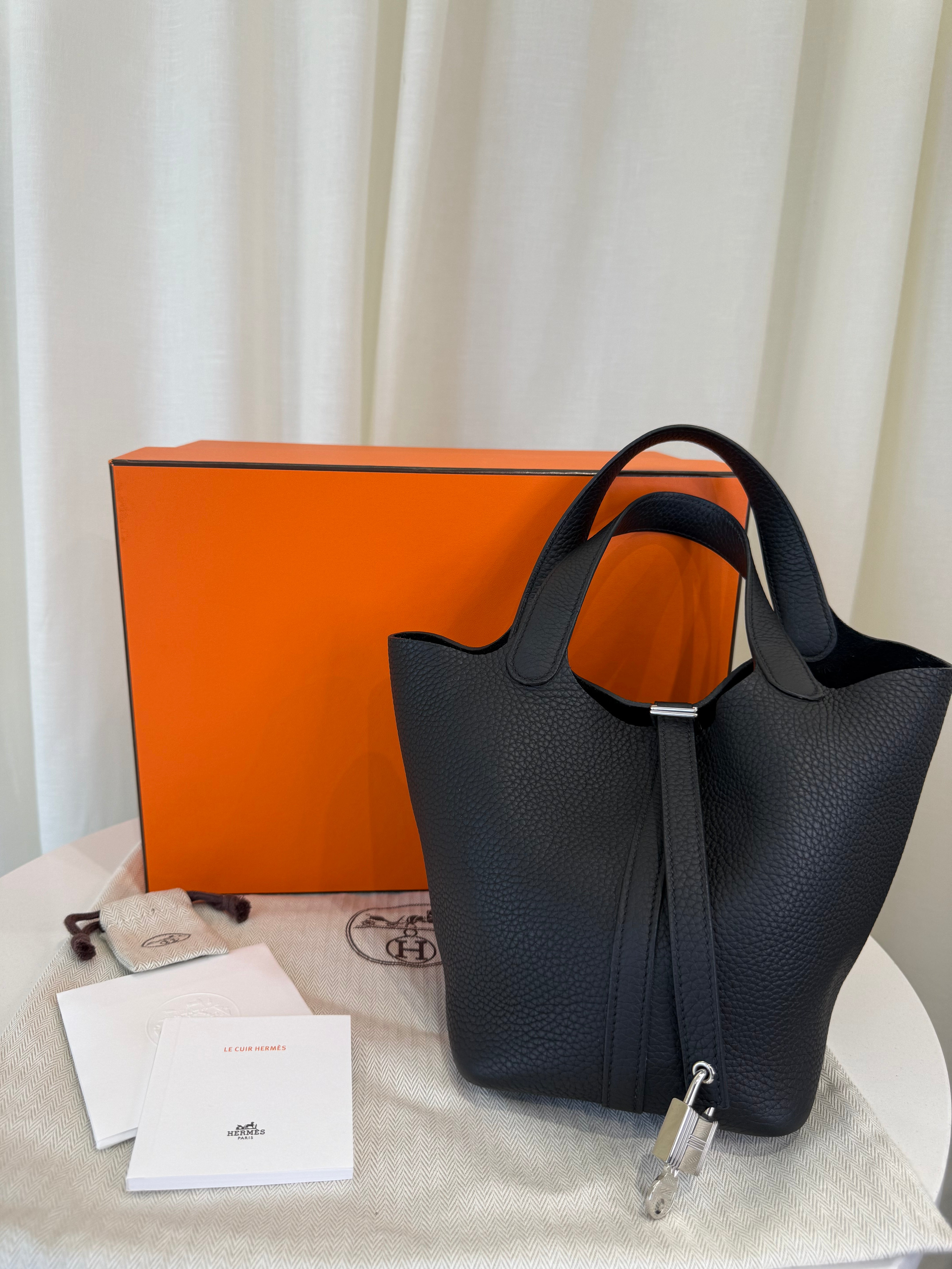 Hermès Picotin Lock 18 Black Clemence Leather PHW