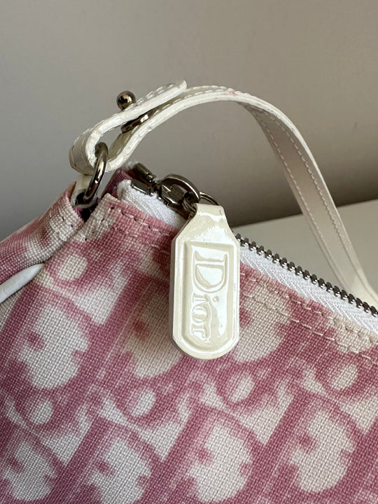 Christian Dior Pink/White Monogram Mini Saddle Bag