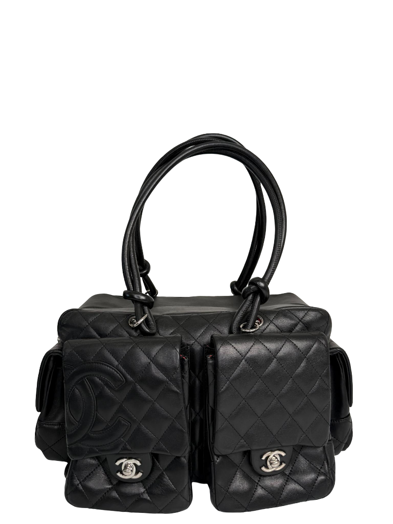 Chanel Black Quilted Leather Ligne Cambon Reporter Bag