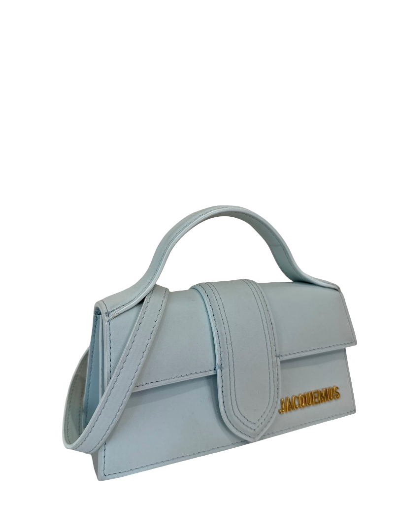 Jacquemus Le Bambino Mini Light Blue Nubuck Leather Top Handle Bag