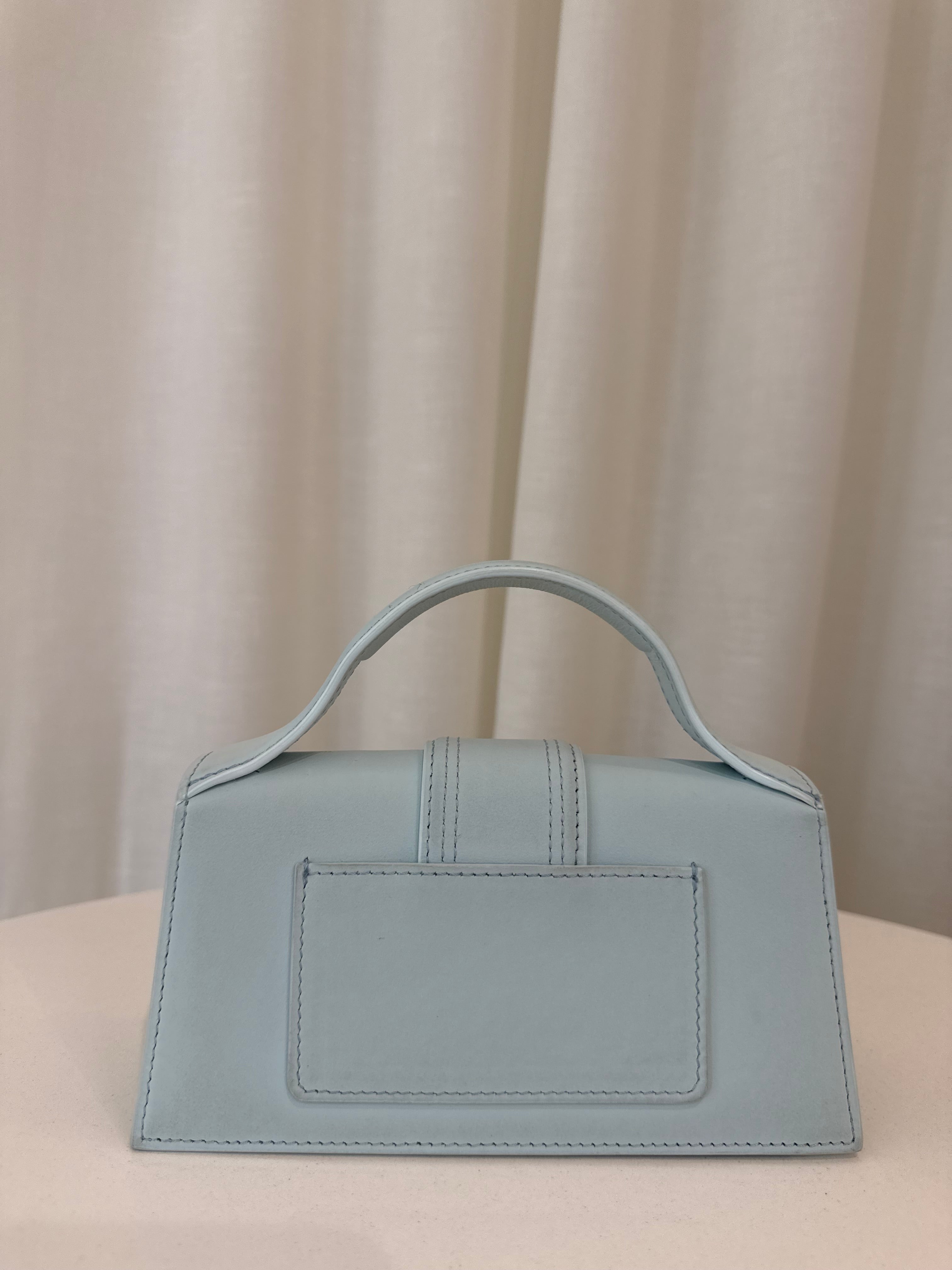 Jacquemus Le Bambino Mini Light Blue Nubuck Leather Top Handle Bag