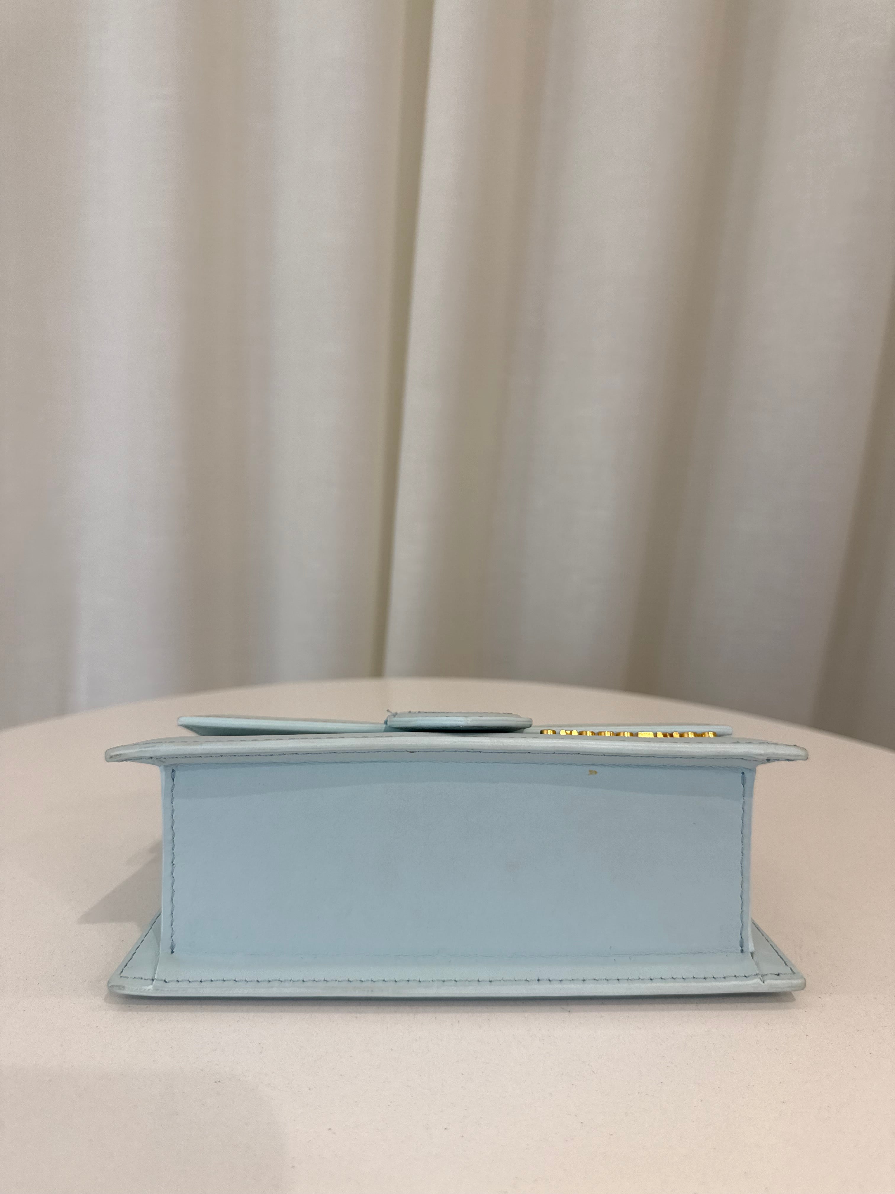 Jacquemus Le Bambino Mini Light Blue Nubuck Leather Top Handle Bag
