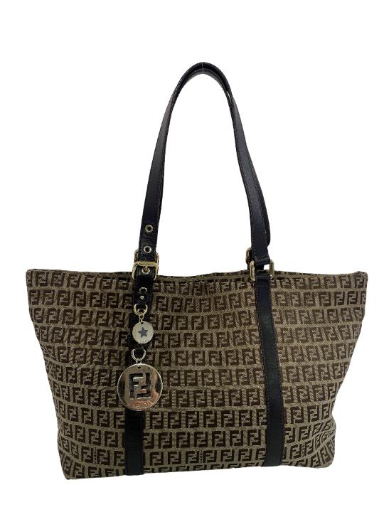 Fendi Brown Zucchino Canvas Superstar Shopping Tote Bag