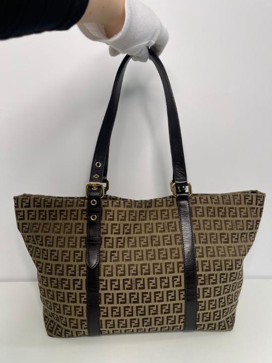 Fendi Brown Zucchino Canvas Superstar Shopping Tote Bag