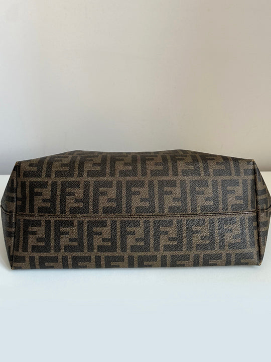 Fendi Brown Zucca FF Roll Small Tote Bag