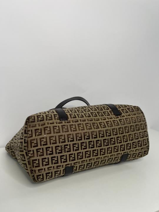 Fendi Brown Zucchino Canvas Superstar Shopping Tote Bag