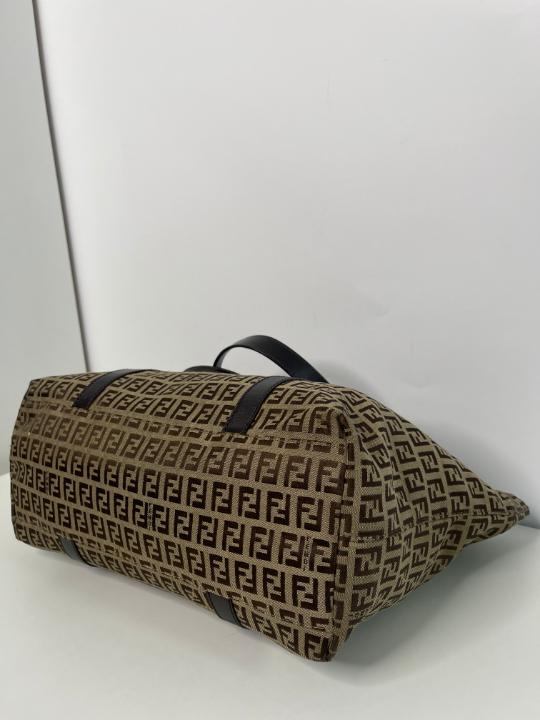 Fendi Brown Zucchino Canvas Superstar Shopping Tote Bag