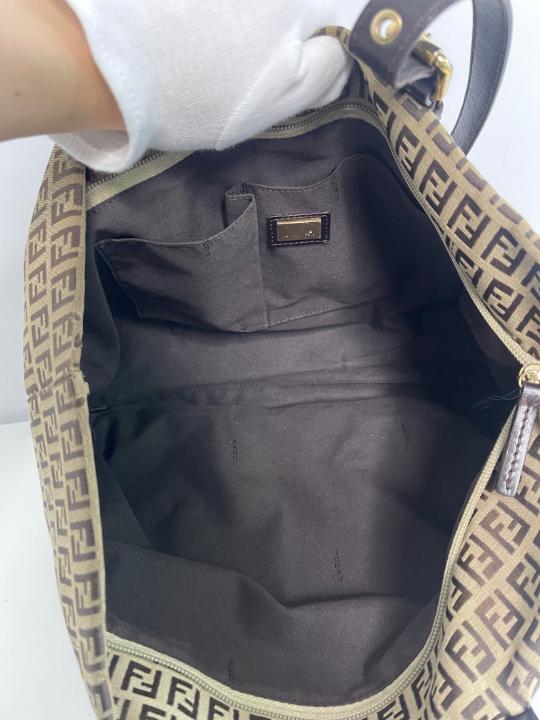 Fendi Brown Zucchino Canvas Superstar Shopping Tote Bag