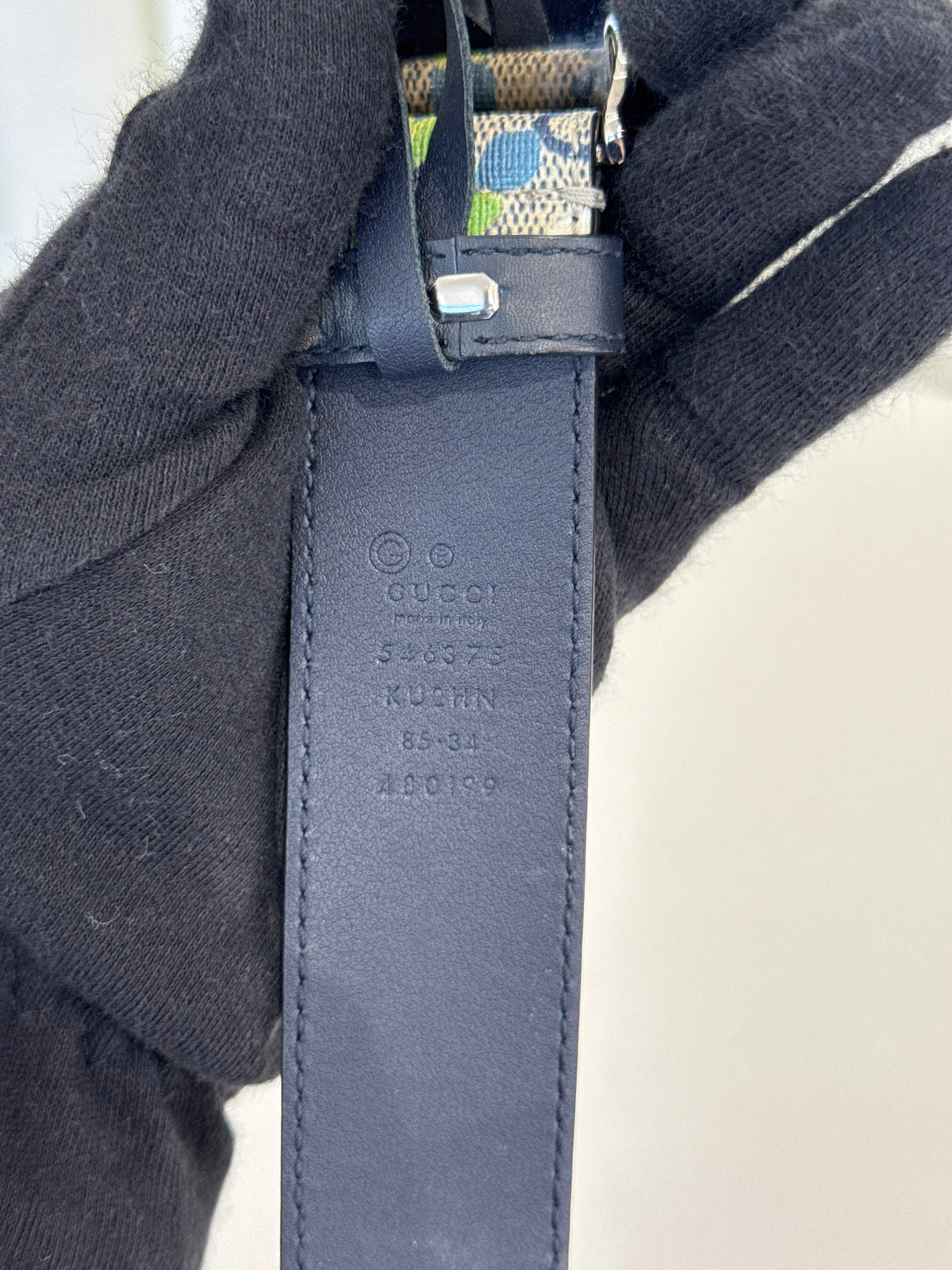 Gucci GG Supreme Blue Blooms Belt