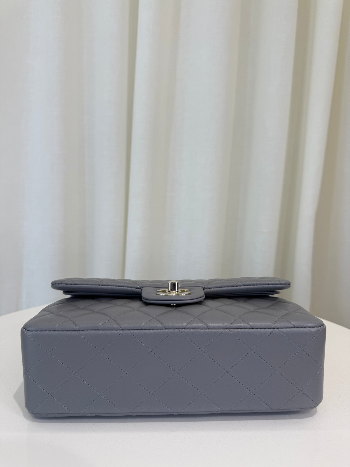 Chanel Small Classic Grey Lambskin Double Flap Bag