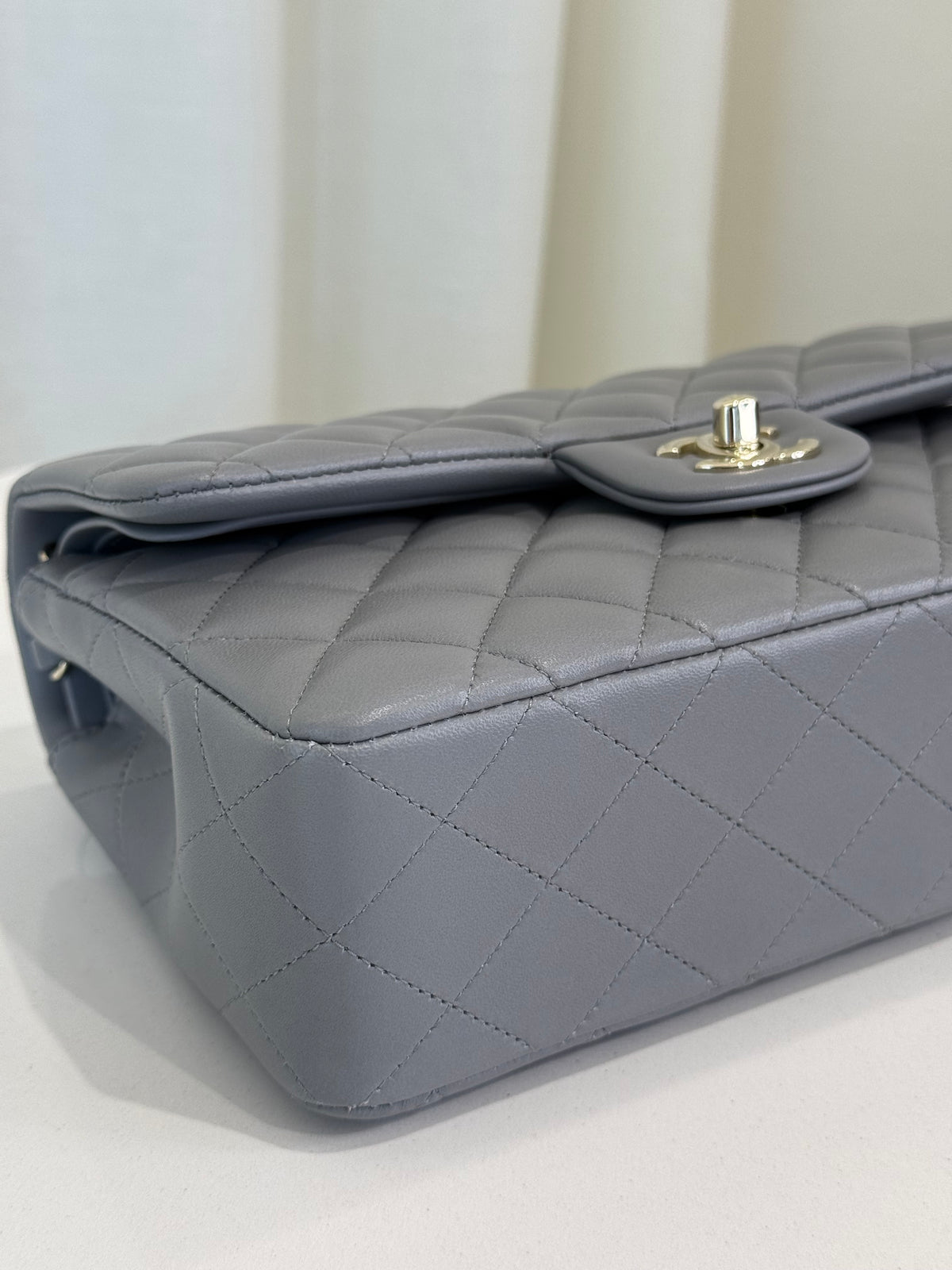 Chanel Small Classic Grey Lambskin Double Flap Bag