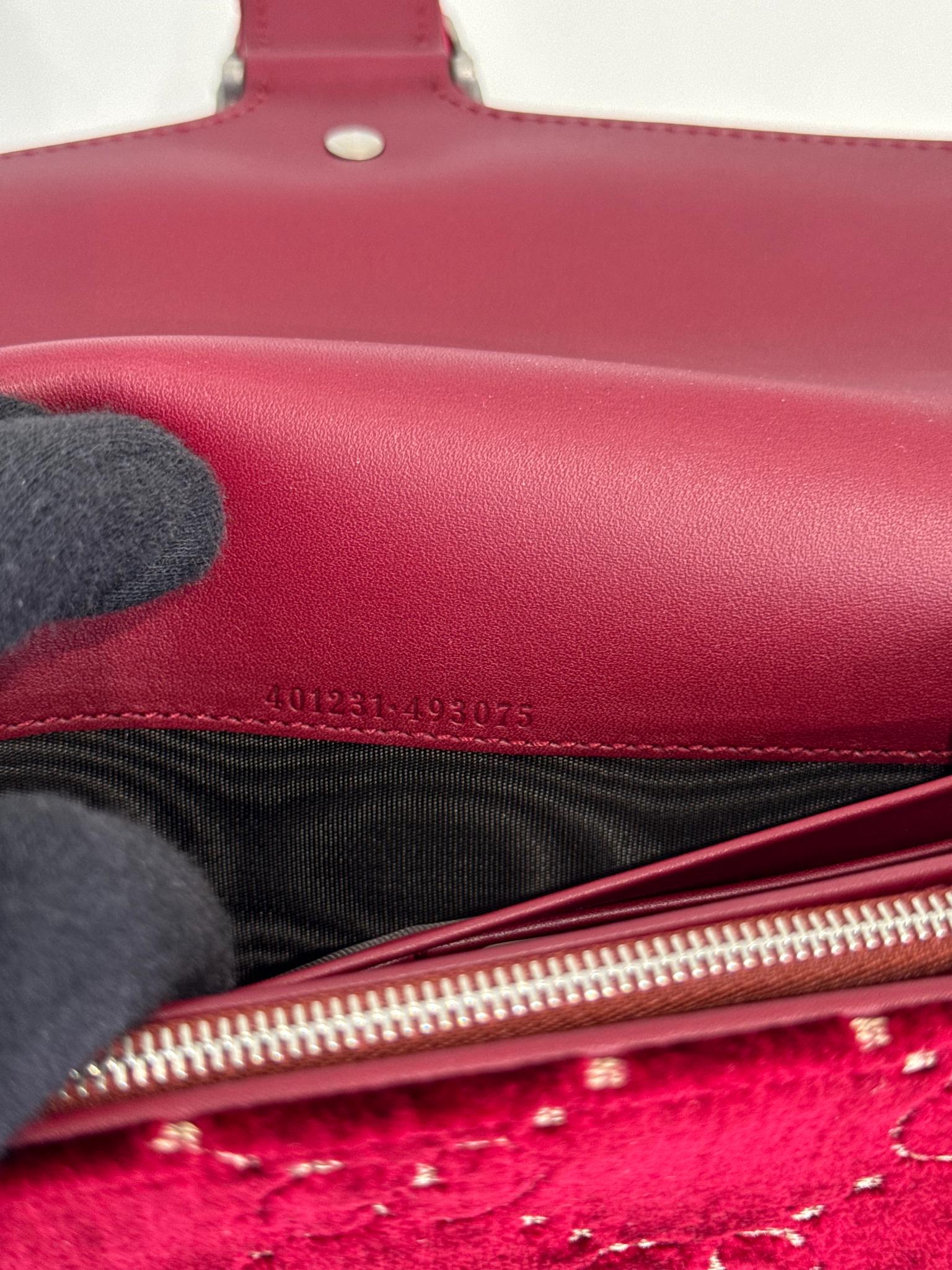 Gucci Red GG Velvet Mini Dionysus Wallet on Chain