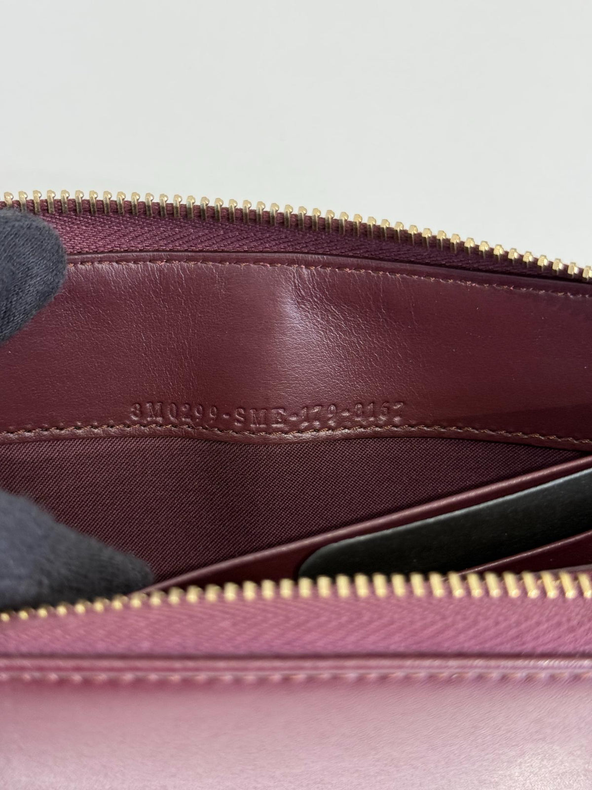 Fendi Burgundy Leather Dotcom Zip Around Wallet