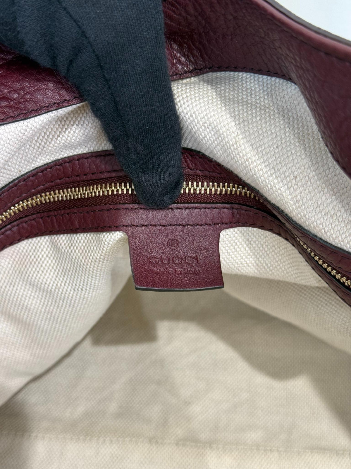 Gucci Burgundy Pebbled Leather Large Soho XL Tote Bag