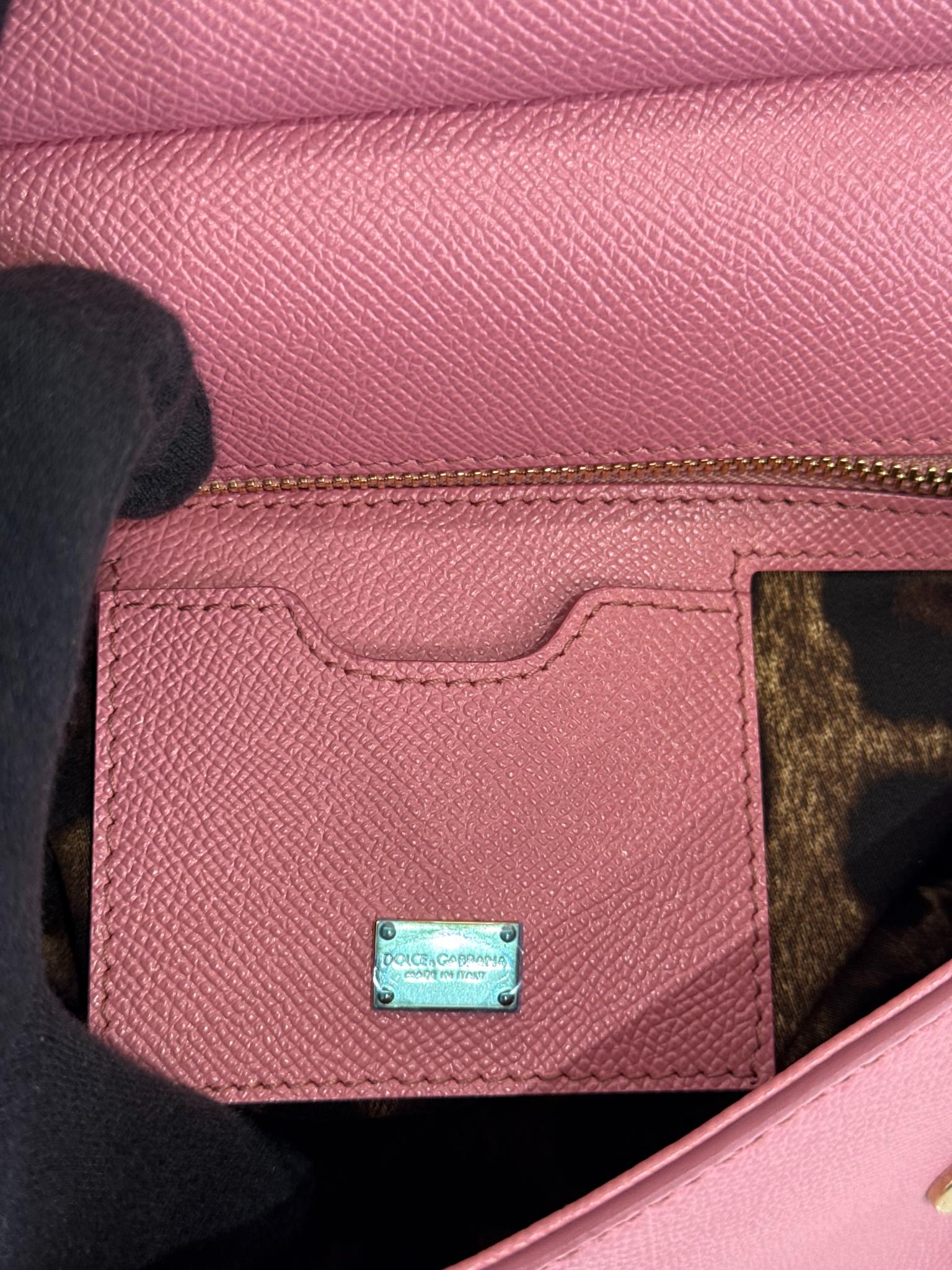 Dolce Gabbana Pink Dauphine Leather Medium Miss Sicily Top Handle Bag