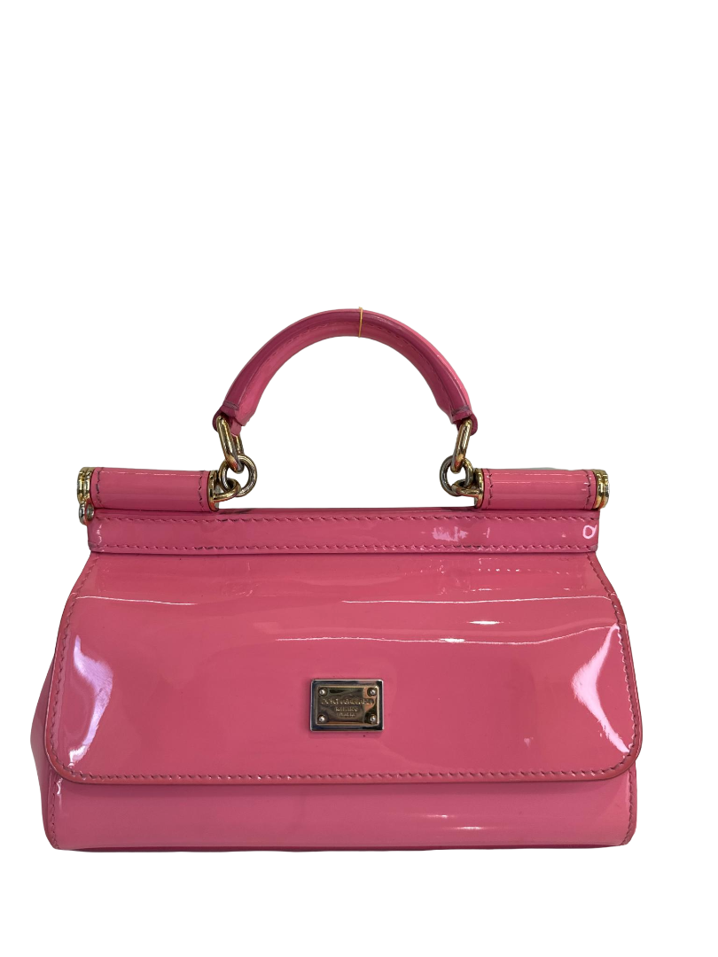 Dolce Gabbana Glossy Pink Old Small Miss Sicily Top Handle Bag