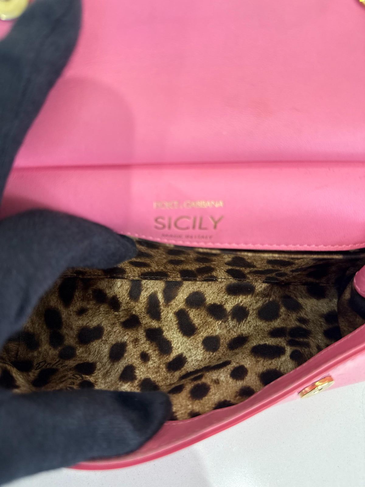 Dolce Gabbana Glossy Pink Old Small Miss Sicily Top Handle Bag