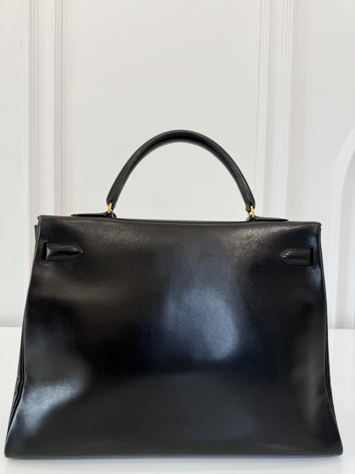 Hermès Kelly 35 Retourne Black Box Leather GHW