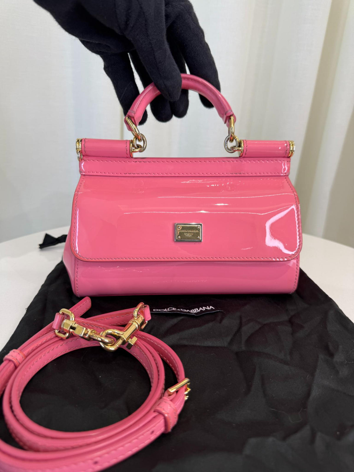 Dolce Gabbana Glossy Pink Old Small Miss Sicily Top Handle Bag