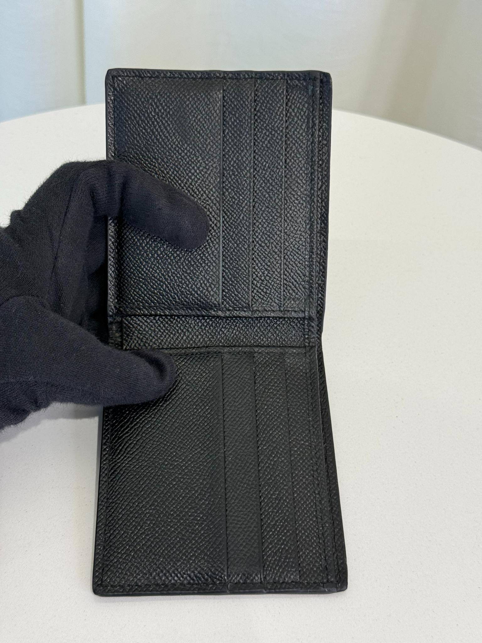 Dolce Gabbana Black Leather Logo Plaque Bifold Wallet