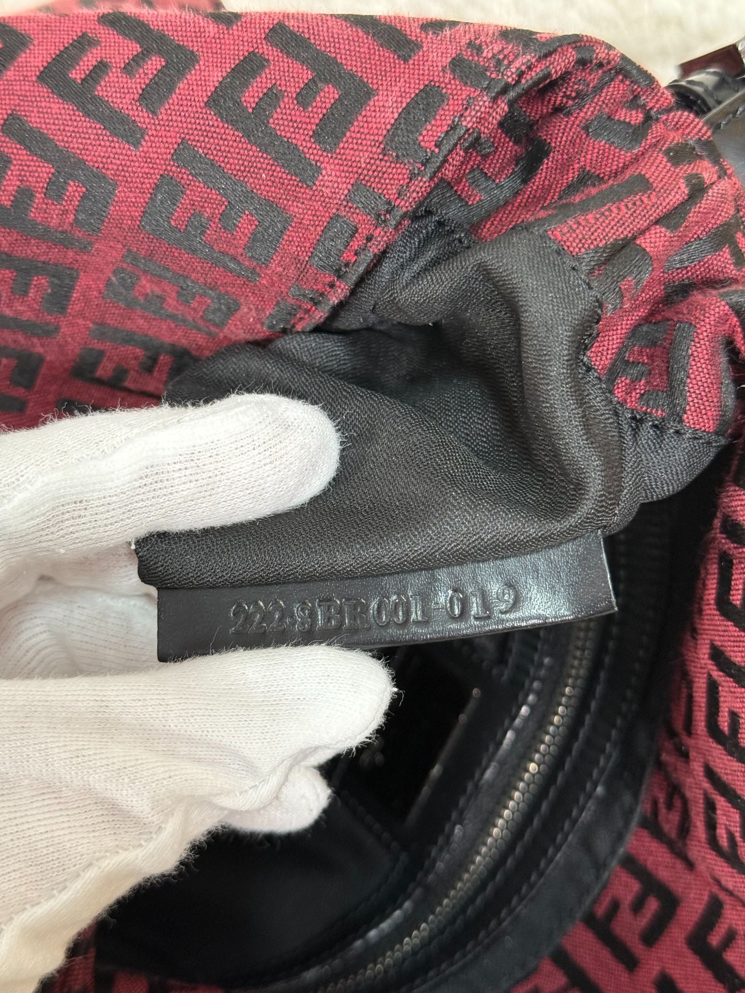 Fendi Red/Black Zucchino Canvas Mamma Baguette Shoulder Bag