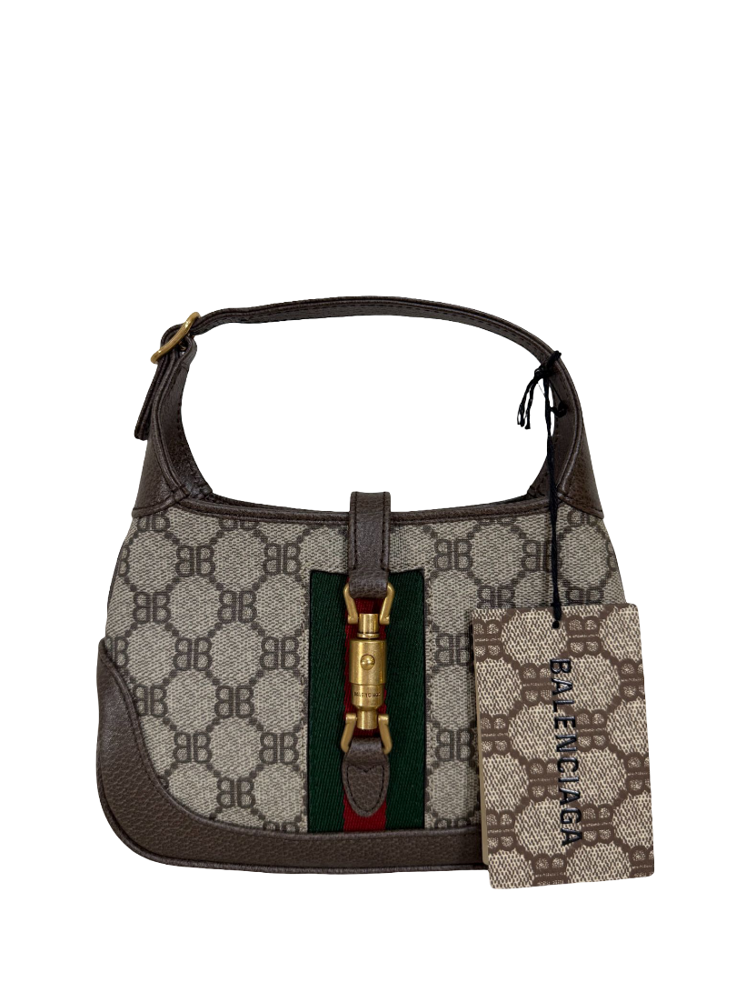 Balenciaga x Gucci Beige/Ebony Coated Canvas/Leather The Hacker Project 1961 Mini Jackie Bag
