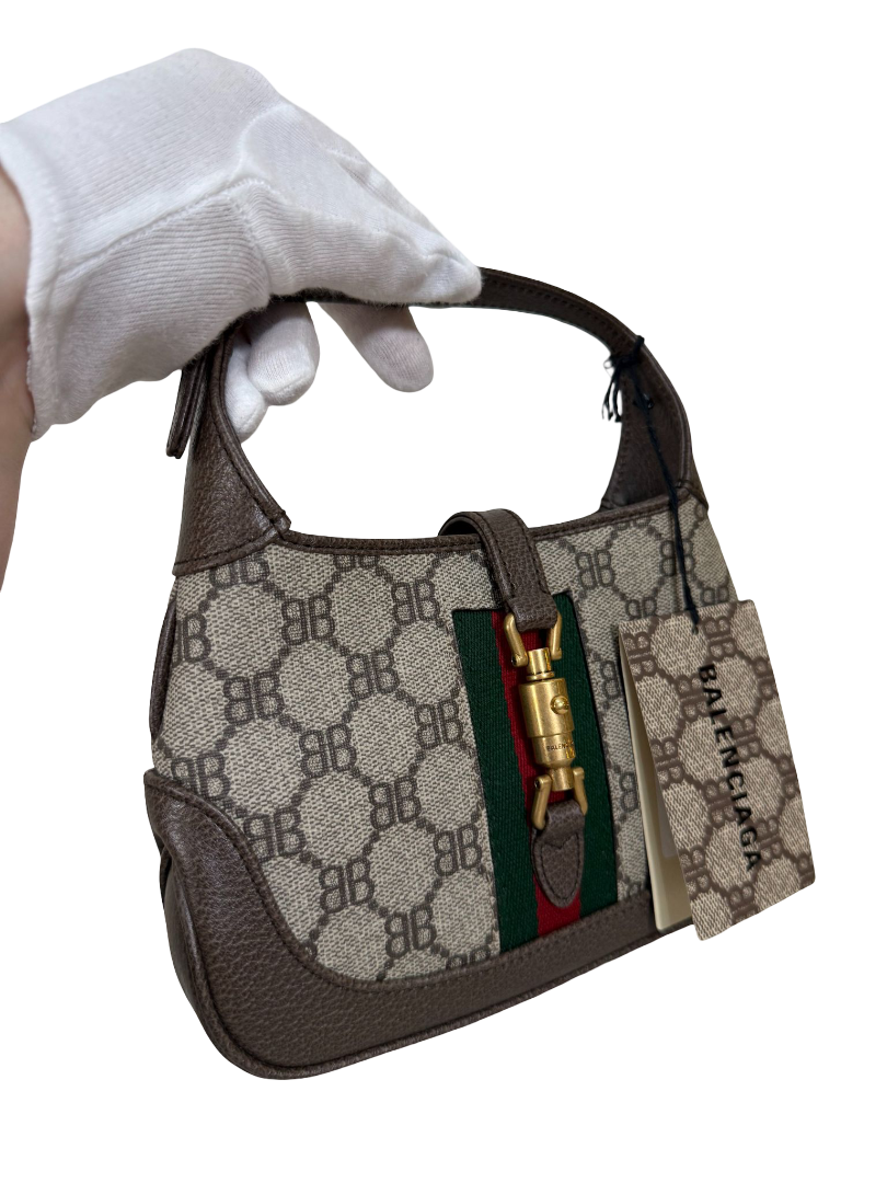 Balenciaga x Gucci Beige/Ebony Coated Canvas/Leather The Hacker Project 1961 Mini Jackie Bag