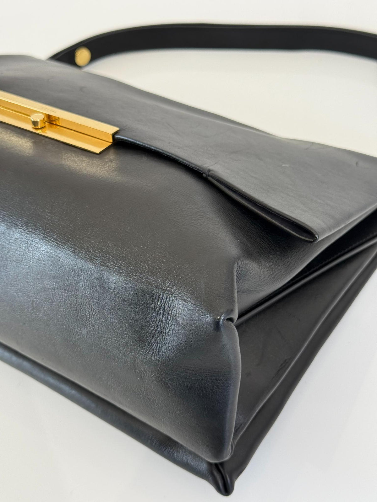 Celine Black Smooth Calfskin Blade Flap Bag