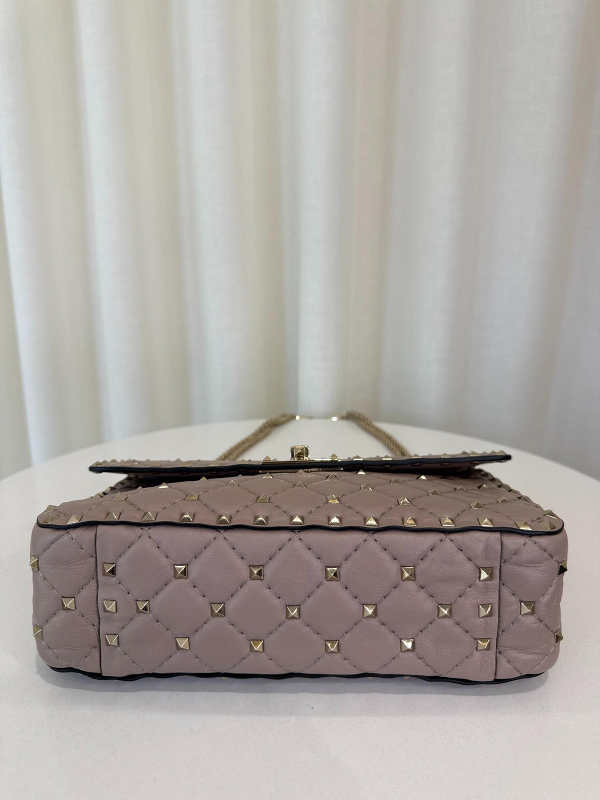 Valentino Garavani Medium Rockstud Spike Quilted Bag Poudre