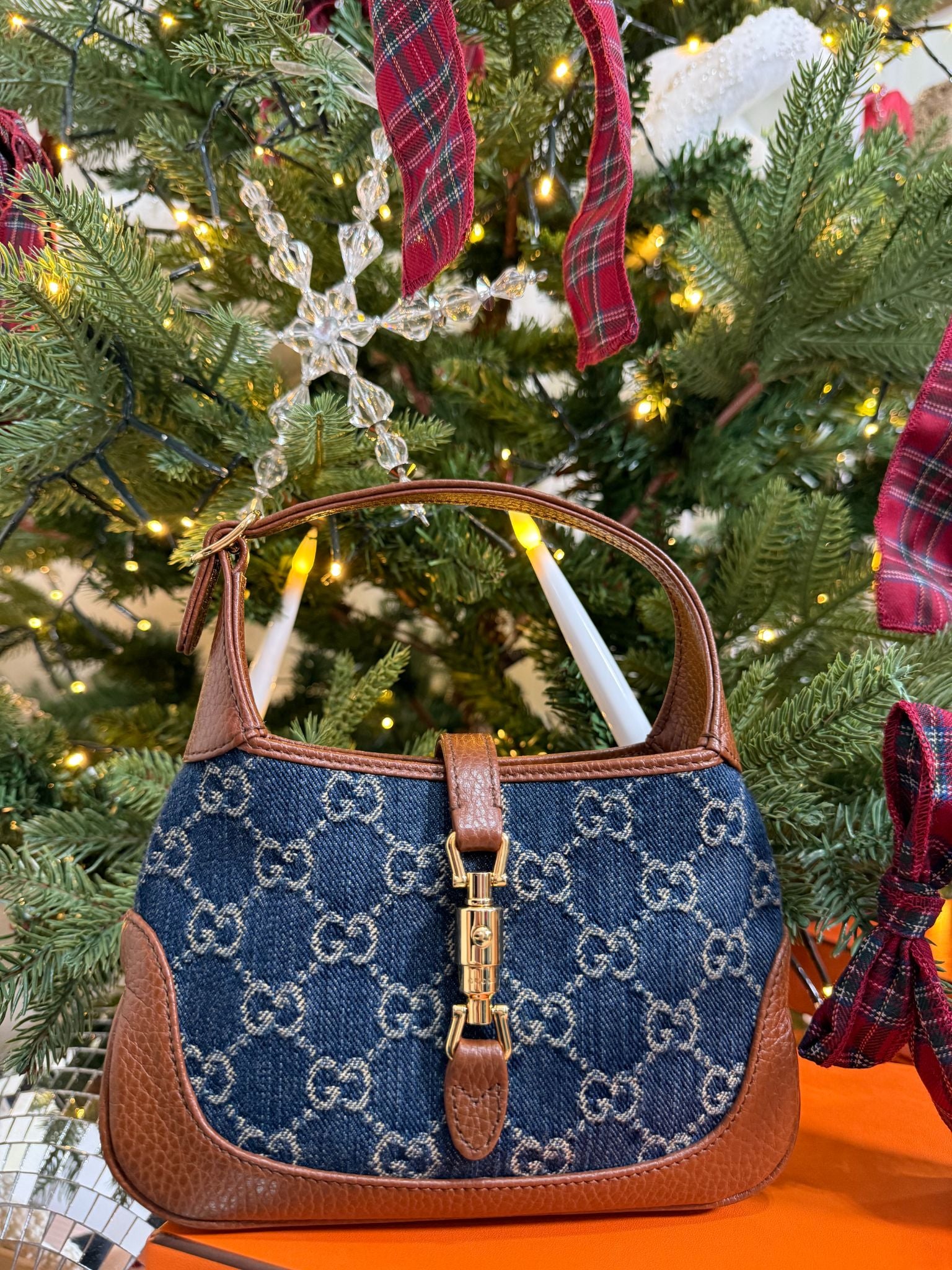 Gucci Mini Jackie 1961 GG Denim Hobo Bag