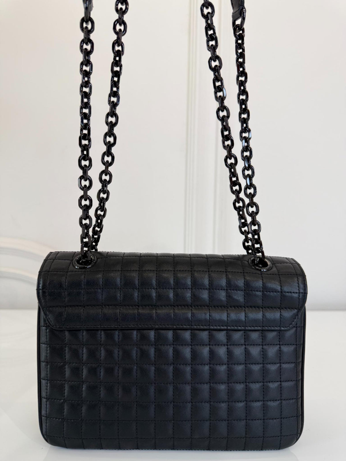 Celine Medium C Bag Black Quilted Calfskin Leather