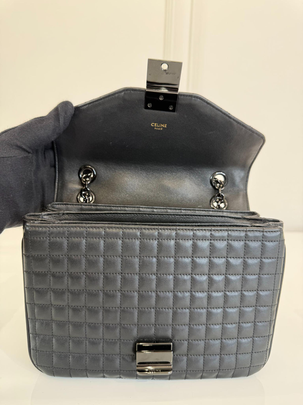 Celine Medium C Bag Black Quilted Calfskin Leather