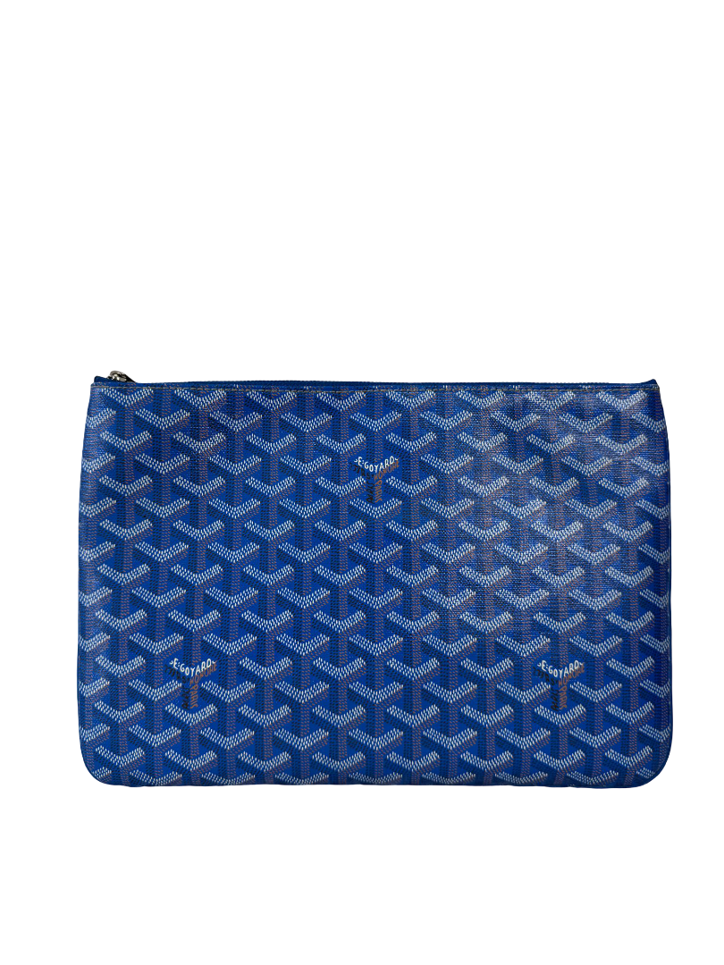 Goyard Senat MM Blue Goyardine Canvas Pouch